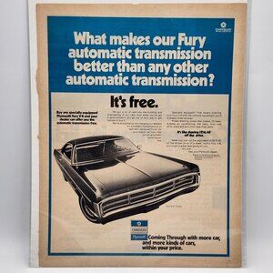 Vintage 1969 Plymouth Fury Chrysler  Dodge Magazine Print Ad